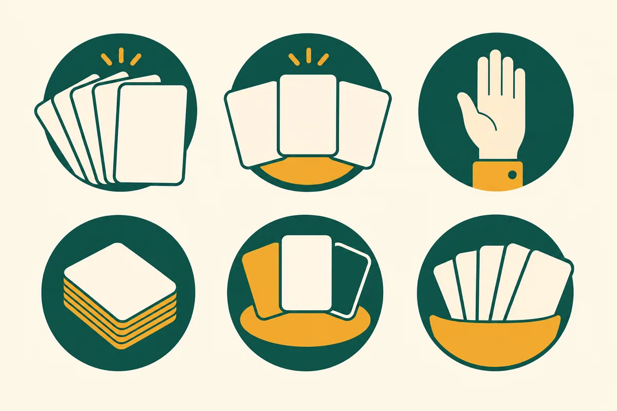 Icons representing different styles of card games for adults