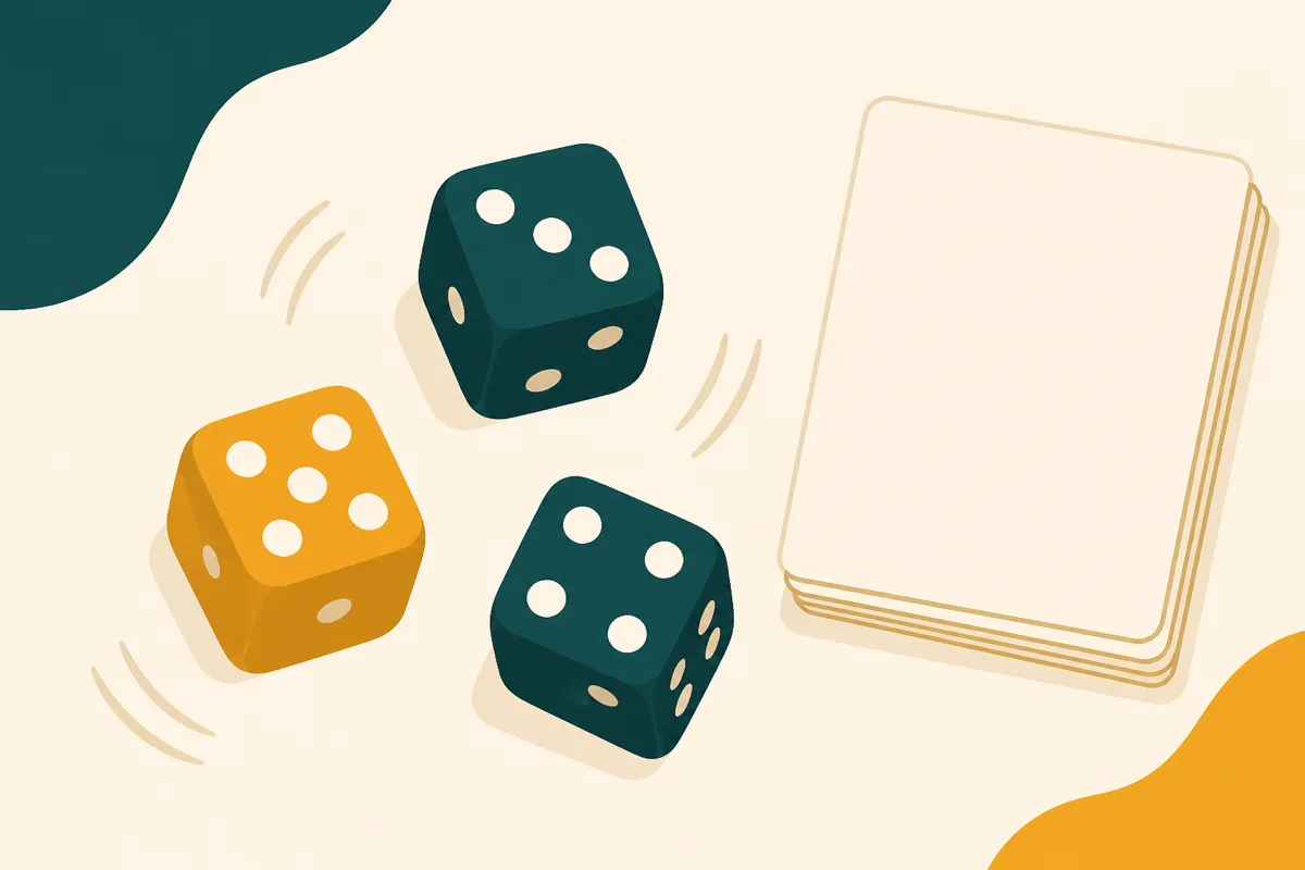 Three dice rolled during a game of Bunco