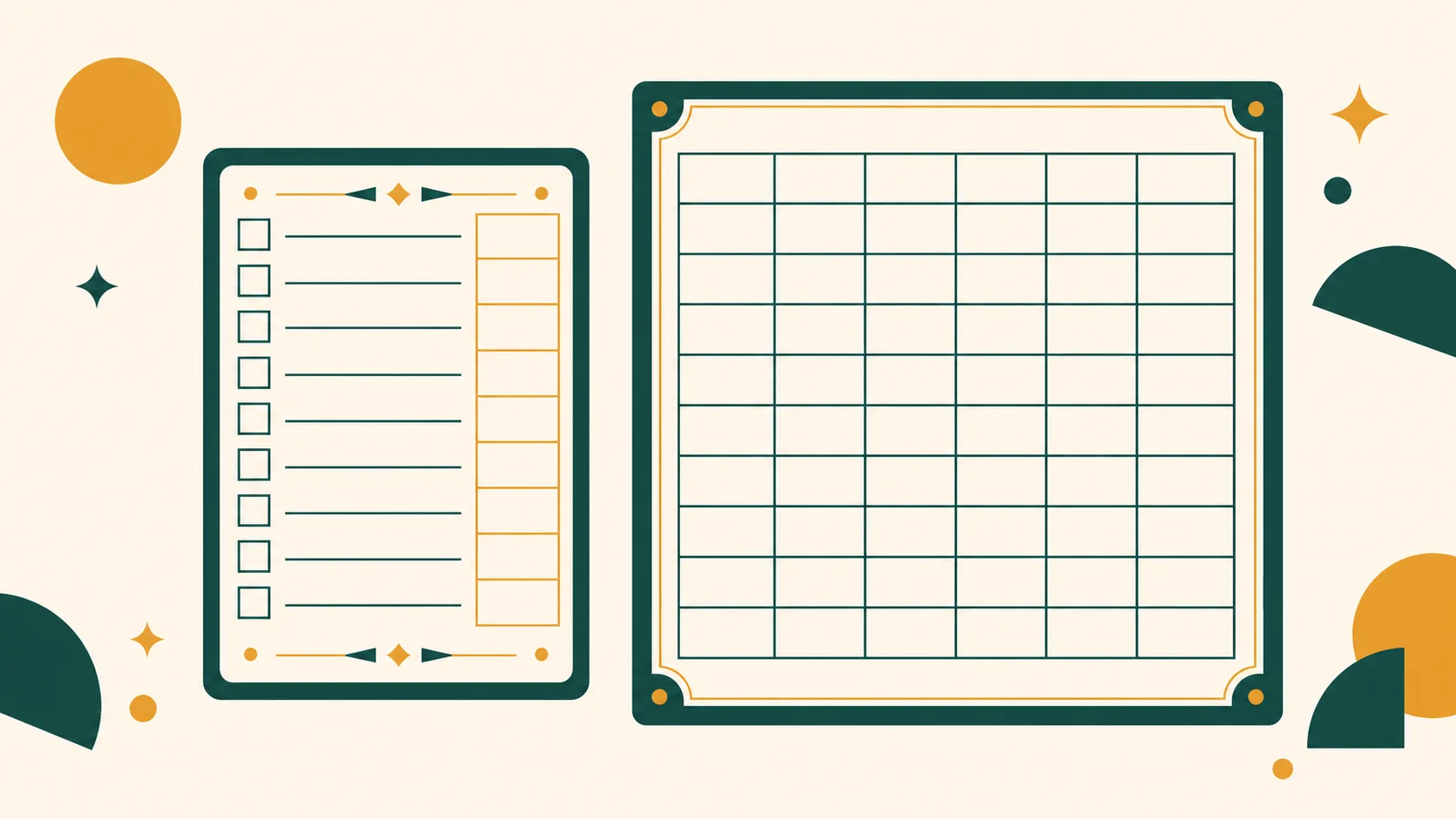 Illustration of a printable Bunco scorecard and table tally sheet