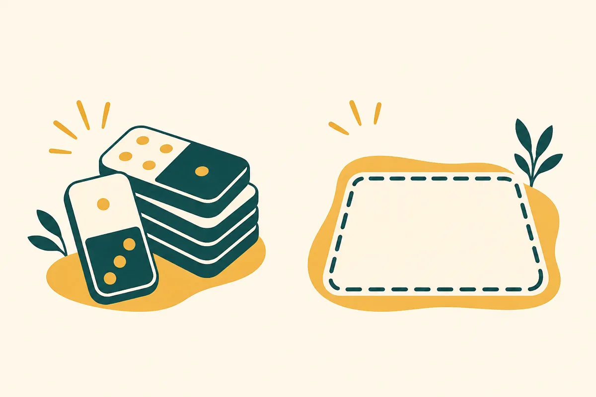 Icons comparing the Draw and Block dominoes variants