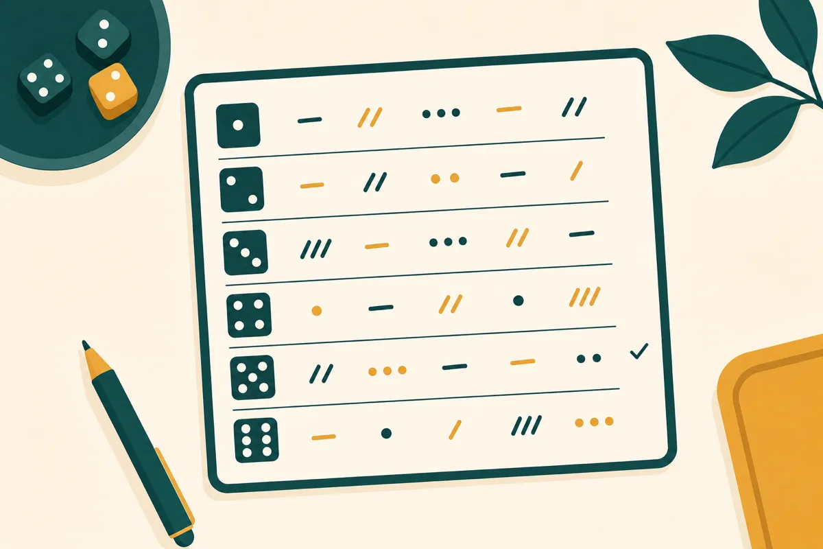 Illustration of a Farkle roll being scored