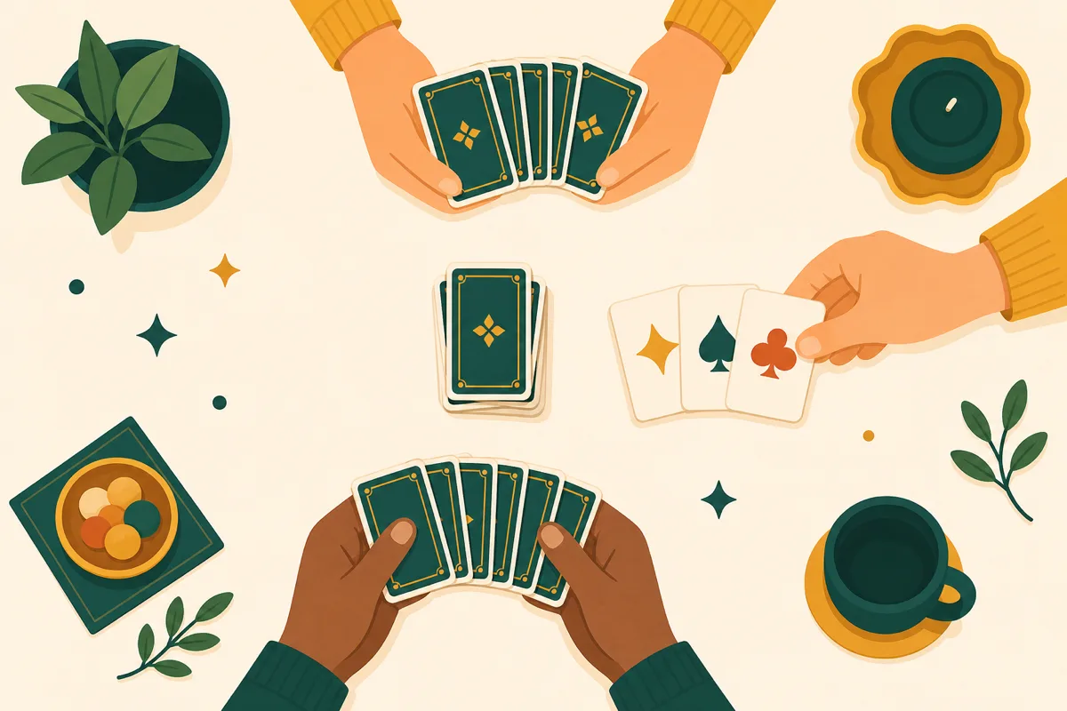 Two players during the knock phase of a Gin Rummy hand