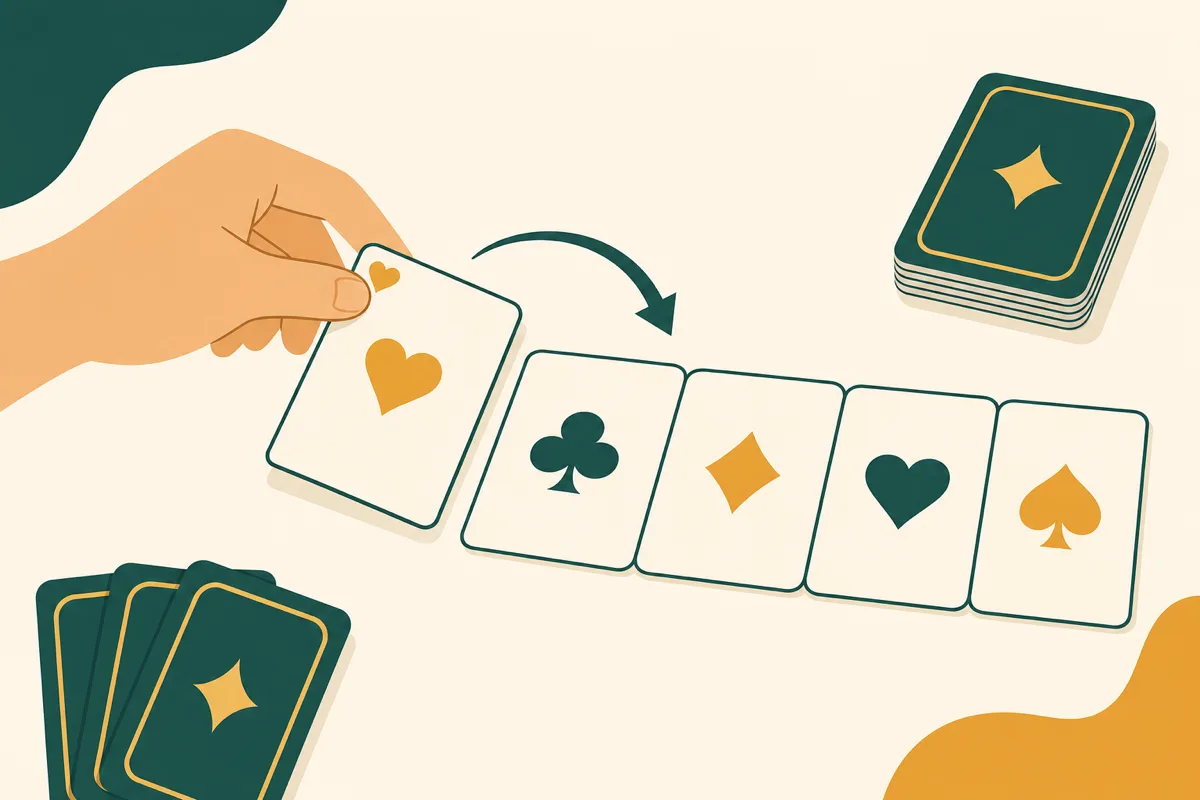 A player laying a card off onto an existing Rummy meld